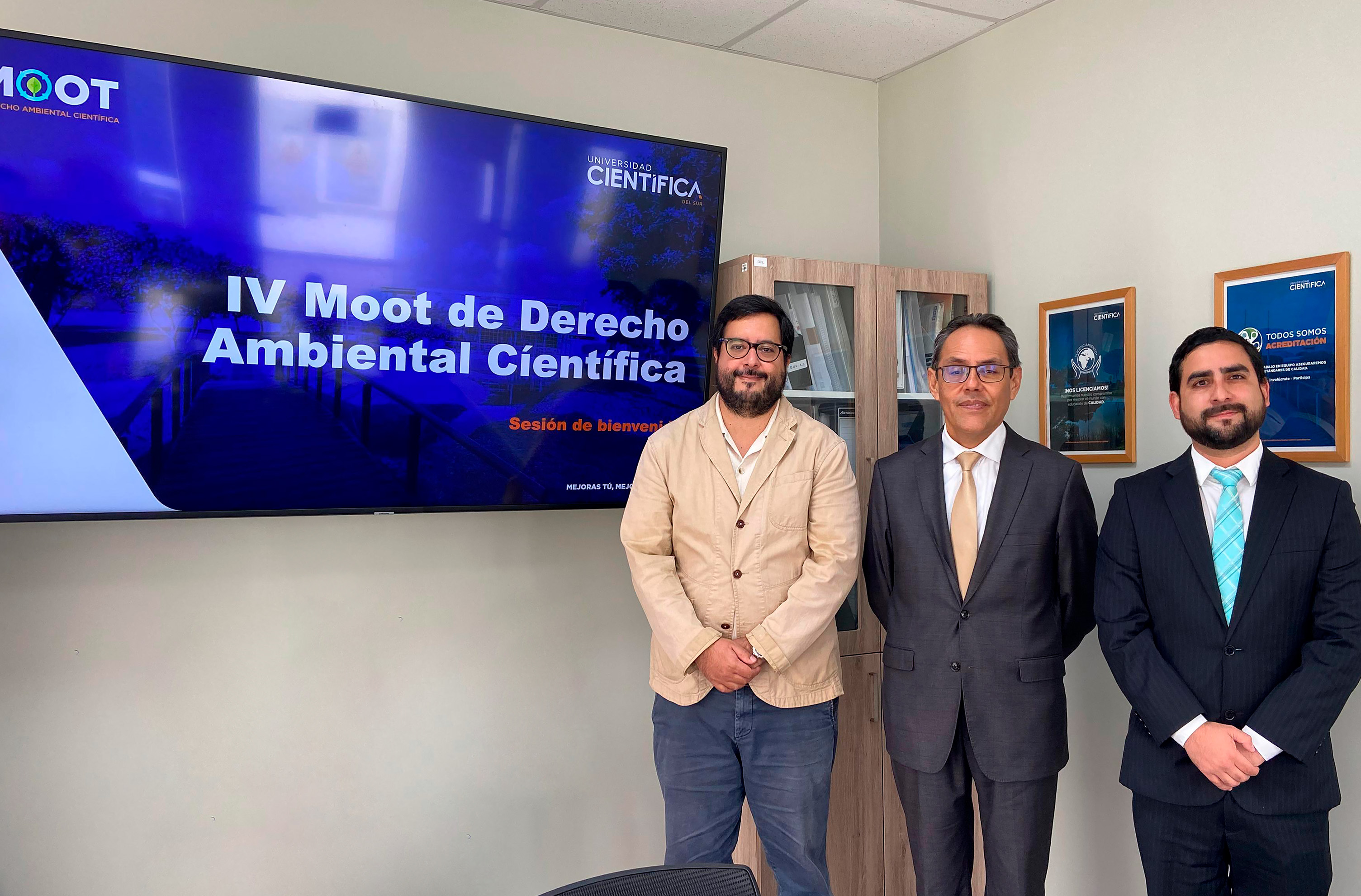 El magistrado Helder domínguez sostuvo una reunión con el decano de Derecho y con el Gerente de Educación de la Universidad Científica del Sur (UCSUR), Andrés Dulanto Tello y Óscar Sumar.
