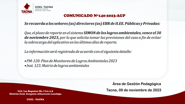 Comunicado Nº140-2023-AGP