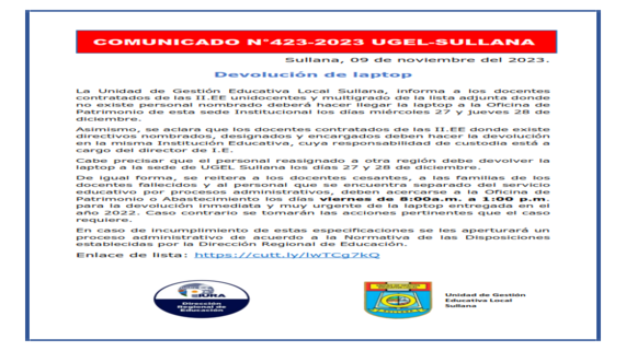 Comunicado N°423-2023