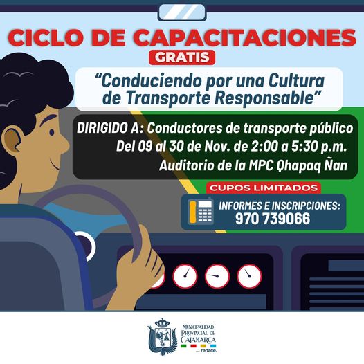 Participa de manera gratuita en nuestro ciclo de capacitaciones, denominado "Conduciendo por una Cultura de Transporte Responsable" ✅
📞970 739 066 - Cupos limitados