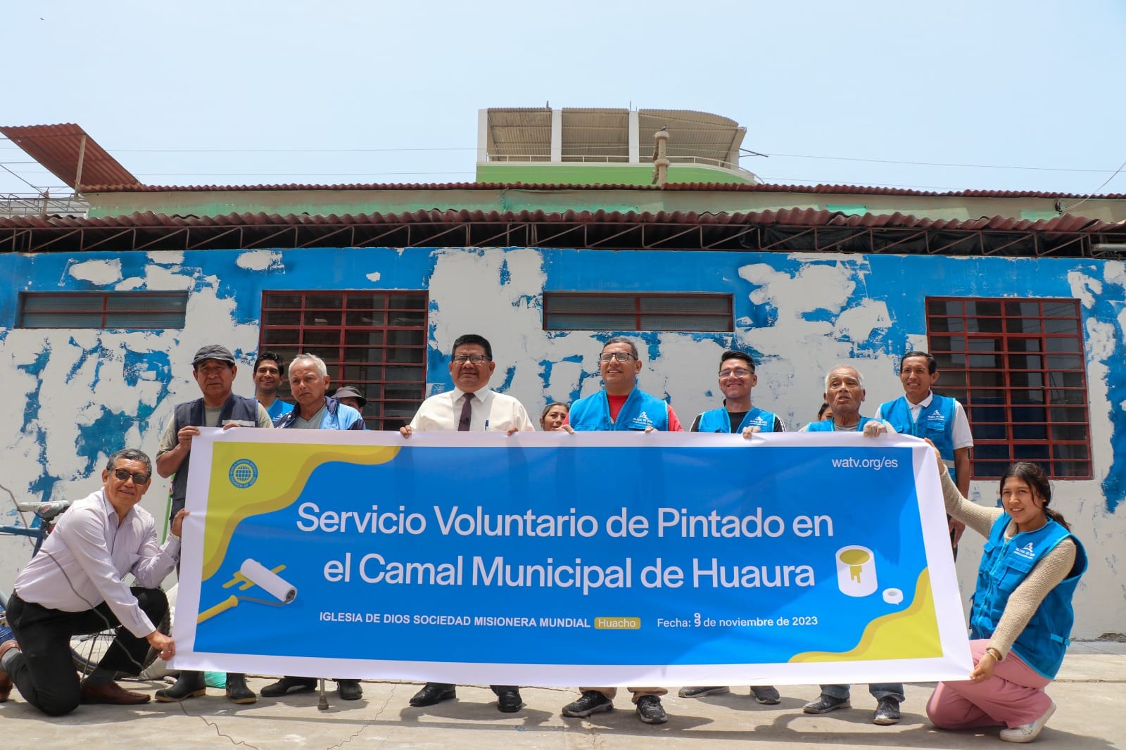 MUNICIPALIDAD DE HUAURA E IGLESIA DE DIOS SOCIEDAD MISIONERA MUNDIAL UNEN ESFUERZOS PARA PINTAR CAMAL MUNICIPAL