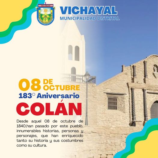 ¡Feliz 183° aniversario distrito de colán!