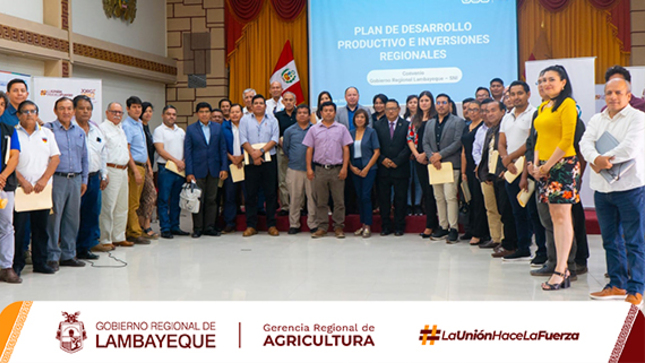 Se muestran los diversos grupos de trabajo por sector productivo, con la finalidad de llevar a cabo el Plan Productivo Regional de Lambayeque 