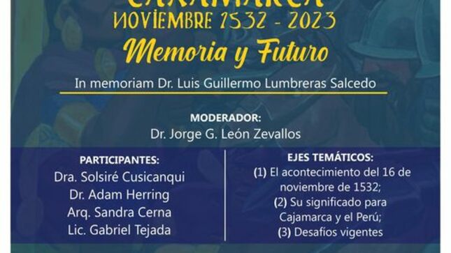 En el marco de la Semana de la Fusión Cultural, tendremos a un ilustre panel que desarrollará los eventos que tejieron la historia de Cajamarca desde aquel día de 1532 en su plaza principal ♱. Debatiendo las miras al futuro de nuestro pueblo a partir de este importante evento que fusionó culturas tan distintas que hoy hacen que nuestro país brille por su diversidad y legado 
