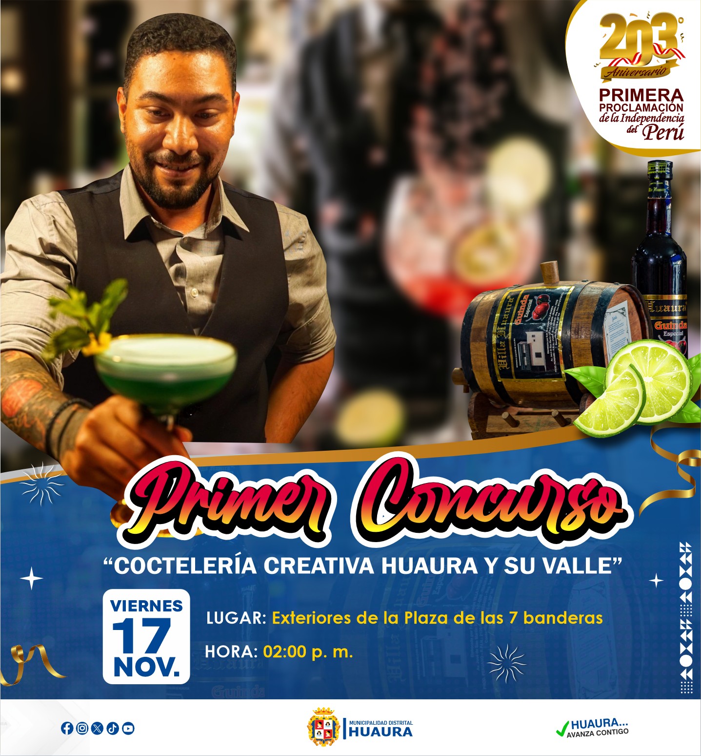 ¡DESCUBRE EL ARTE DE LA COCTELERÍA EN EL PRIMER CONCURSO "COCTELERÍA CREATIVA HUAURA Y SU VALLE"!