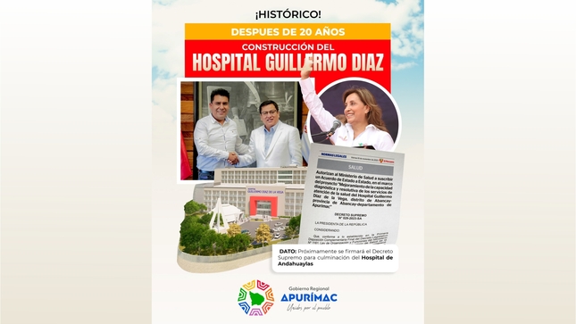 Después de 20 años construcción del hospital Guillermo Díaz de Abancay