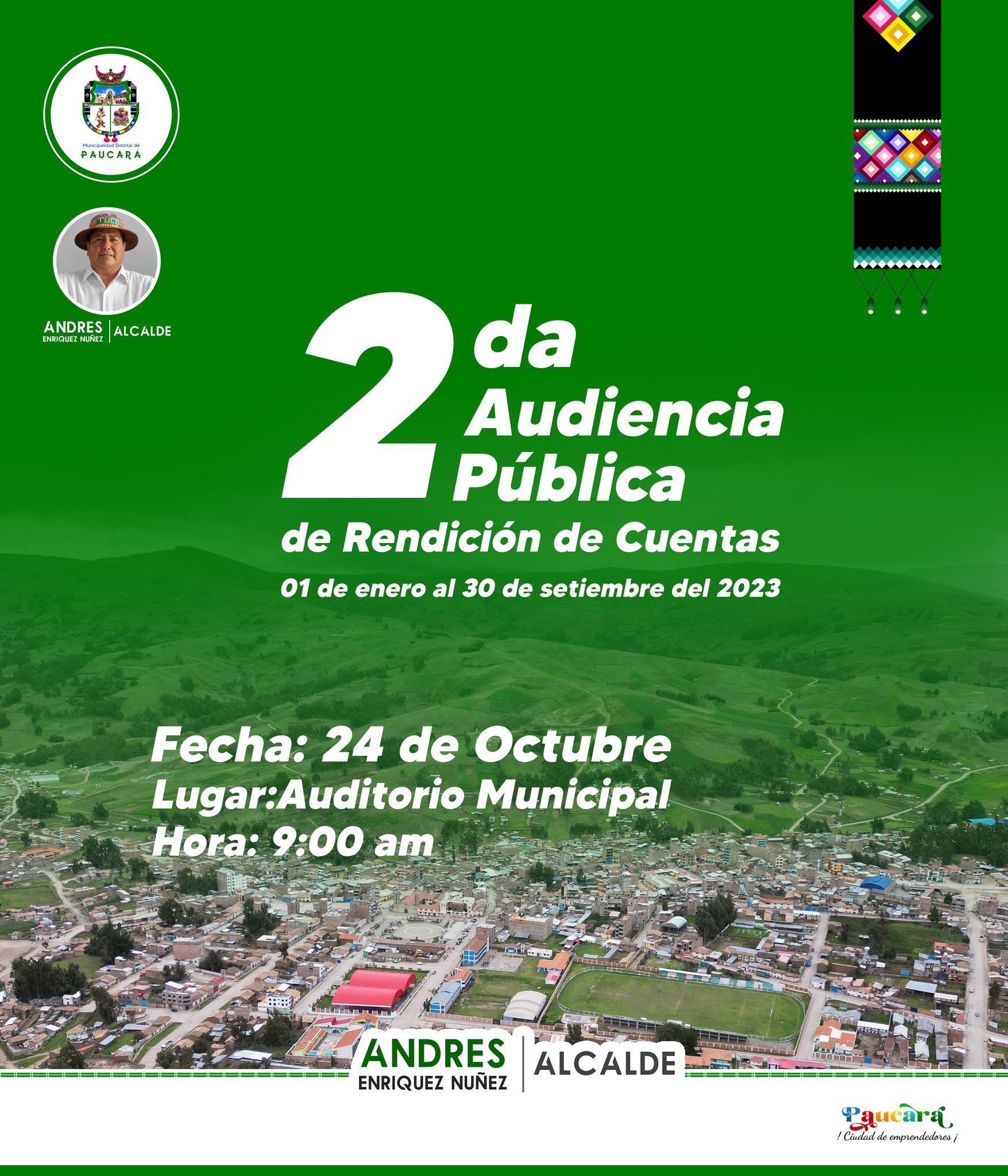 Publicación de la II Audiencia Pública de Rendición de cuentas - Ordenanza Municipal Nro 013 - 2023 - MDP