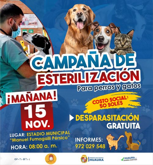 🐾GRAN CAMPAÑA DE ESTERILIZACIÓN DE MASCOTAS A COSTO SOCIAL Y DESPARASITACIÓN GRATUITA