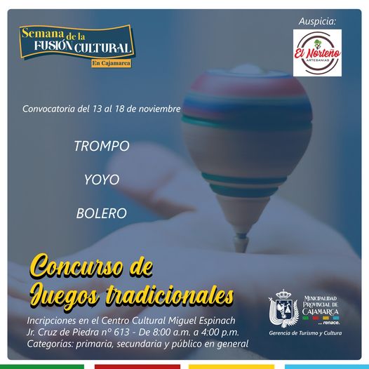 Este evento está abierto a alumnos de primaria, alumnos de secundaria y público en general. ¡Inscríbete y participa en este evento lleno de diversión y tradición! 🏆
✍️Para inscribirte, puedes visitar el Centro Cultural Miguel Espinach, en Jr. Cruz de Piedra nº 613.
¡No pierdas la oportunidad de demostrar tus habilidades en los juegos tradicionales!
Gracias a el auspicio de “El Norteño, artesanías”
¡Te esperamos en estos eventos llenos de diversión y cultura! 🎉🎭🎉 Revisa las bases en: https://docs.google.com/.../1JbW51yK0BHrT3y9QweQv.../edit...