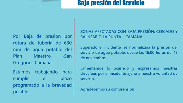 Baja presión del Servicio