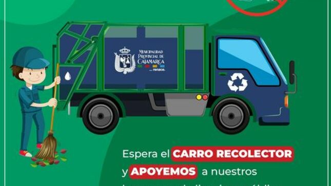 Súmate a esta iniciativa y mantengamos a Cajamarca limpia. Espera al carro recolector 
y no dejes tu basura en la puerta o esquina de tu barrio. ✅
📸DENUNCIA a los malos vecinos y  juntos ordenemos nuestra ciudad. 🖐