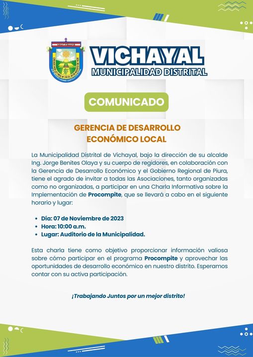 Invitación a Charla Informativa sobre la Implementación de Procompite