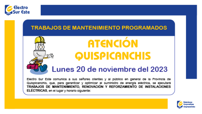 ¡ATENCIÓN QUISPICANCHIS! CORTE PROGRAMADO
