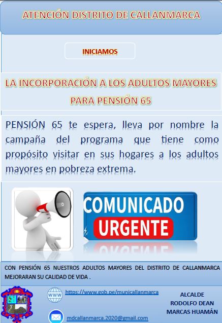 Iniciamos la incorporación a los adultos mayores para pensión 65 del Distrito de Callanmarca