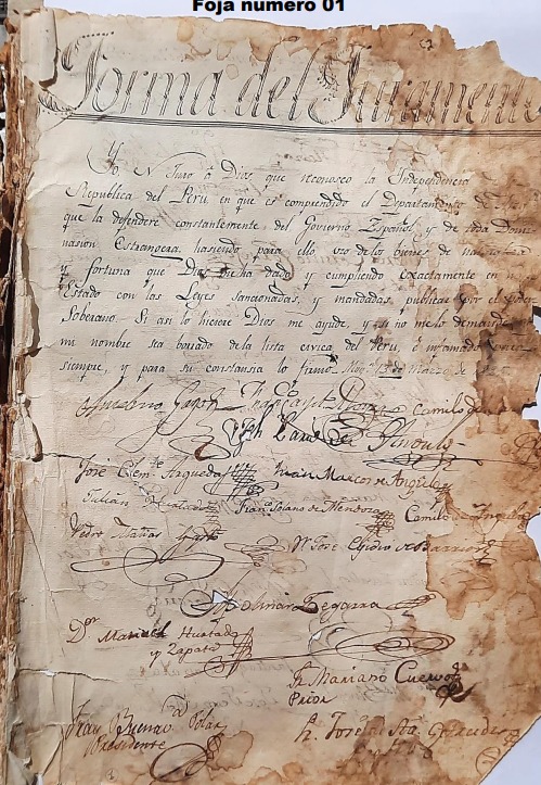 Ministerio de Cultura declaró Patrimonio Cultural al "Primer libro de actas de sesiones de la Municipalidad de Moquegua (1825 - 1841)"