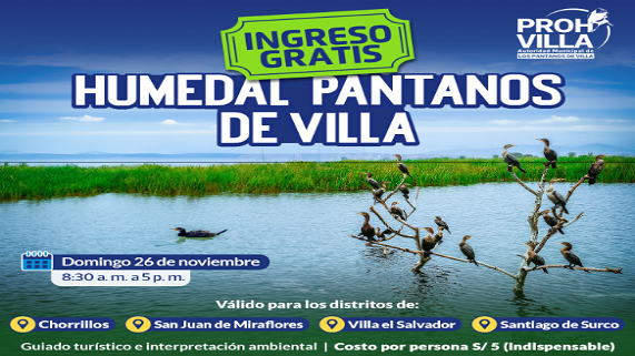  ¡Atención #Pantaneros de Chorrillos, San Juan de Miraflores, Villa el Salvador y Surco! ¡INGRESO LIBRE!
