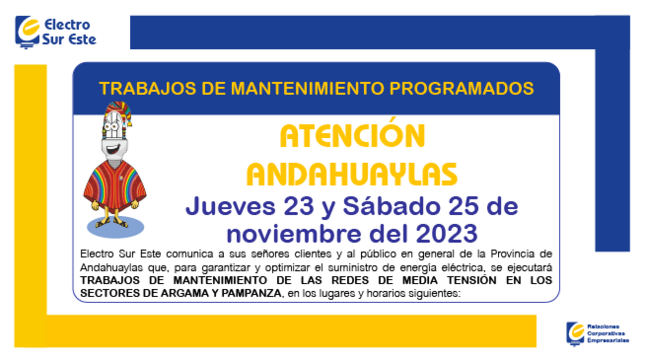 ¡ATENCIÓN ANDAHUAYLAS! CORTE PROGRAMADO
