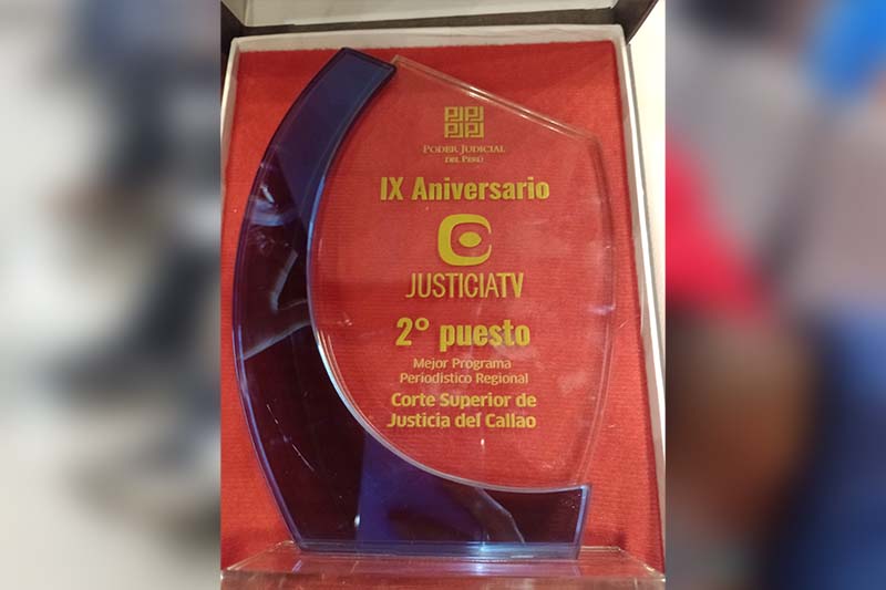 Órgano de Imagen Institucional de la Corte Superior de Justicia del Callao recibió premio del segundo lugar por el Noticiero "Justicia al Día"