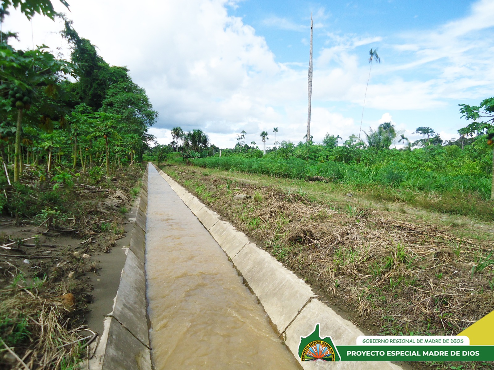 Canal de riego en Primavera Alta, distrito Inambari