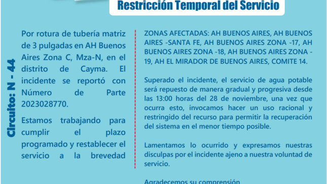 Restricción Temporal del Servicio