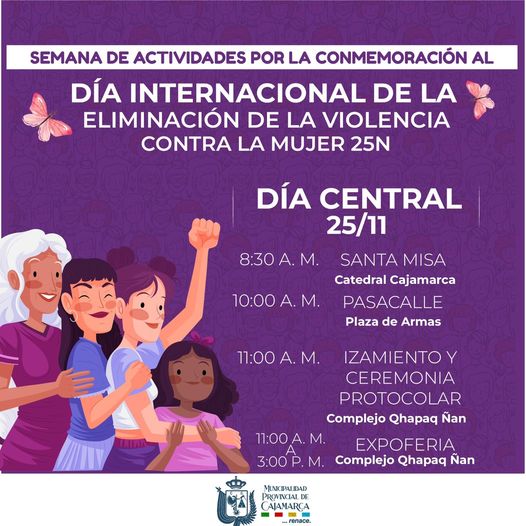 Acompáñanos en todas las actividades programadas que tenemos por el día Internacional de la Eliminación de la Violencia Contra la Mujer.
¡Te esperamos! 🤝