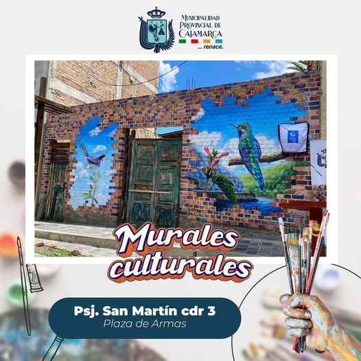 Visita nuestro mural ubicado en el Psj San Martín cdr. 3 - Plaza de Armas y comparte el arte de nuestros artistas en tus redes sociales 📸 y utiliza el hashtag #CajamarcaDeColores.