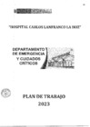 Vista preliminar de documento Plan de Trabajo 2023 del Dpto. de Emergencia y Cuidados Críticos