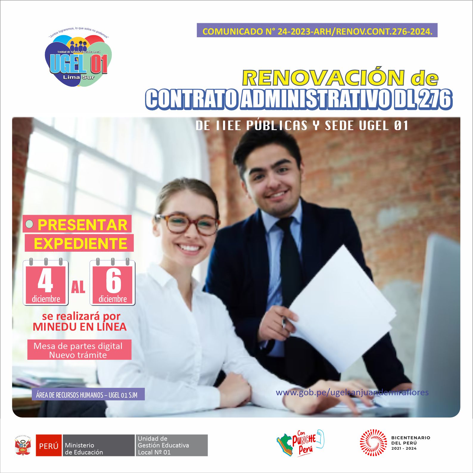 Renovacion del personal administrativo 276 para el año 2024 (Ley N° 24041)