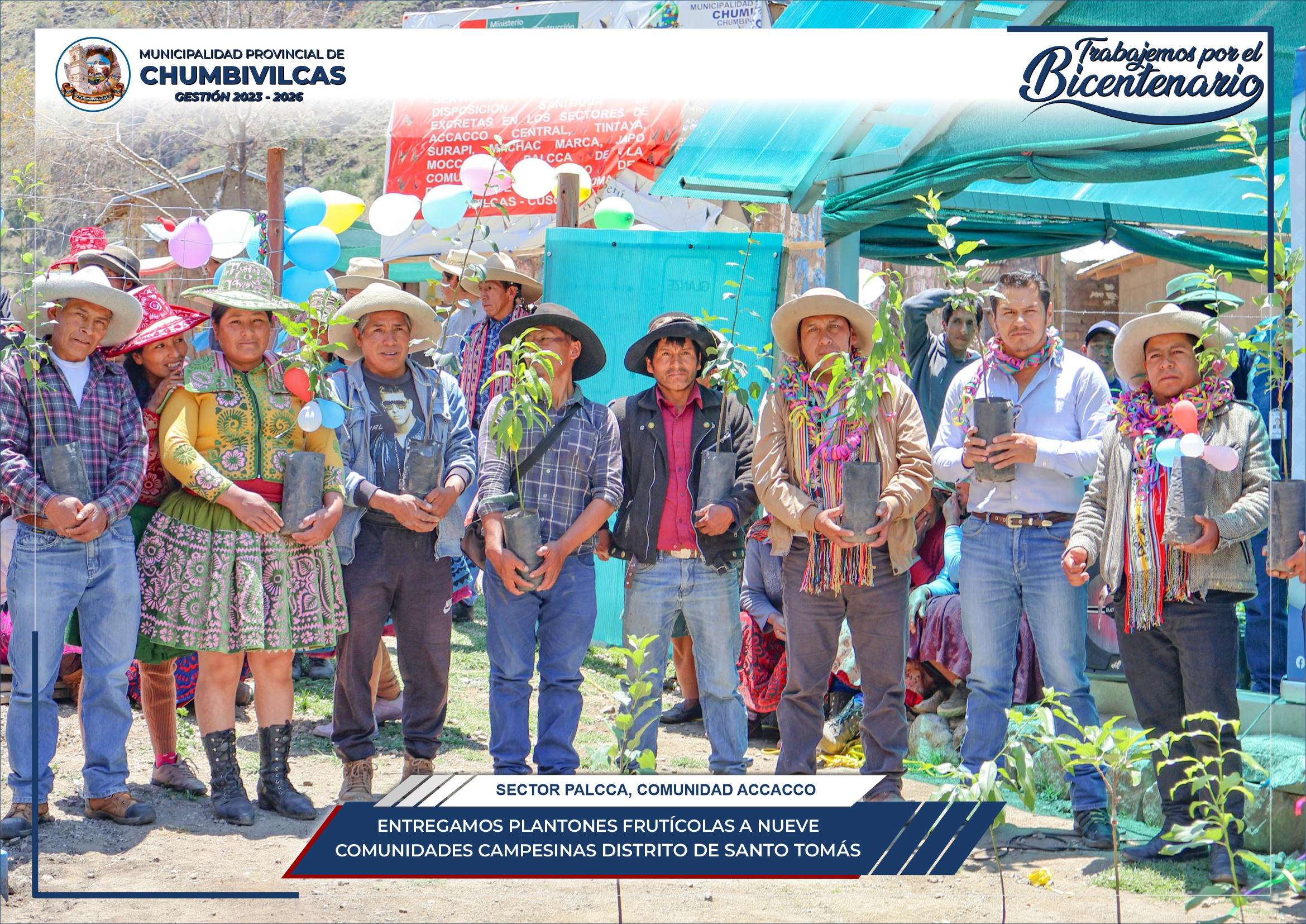 Municipalidad de Chumbivilcas entrega plantones frutícolas a nueve comunidades del distrito de Santo Tomás