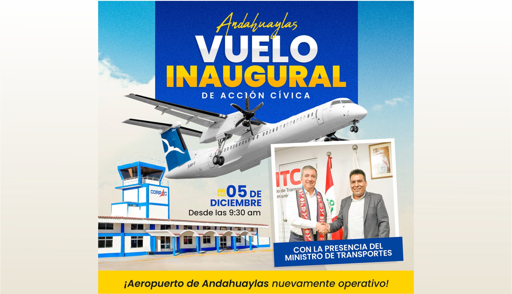 Gobernador regional de Apurímac anuncia llegada de ministro de transportes para reinicio de vuelos de emergencia