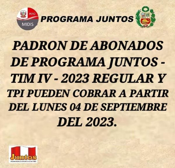  PADRÓN de abonados del PROGRAMA JUNTOS