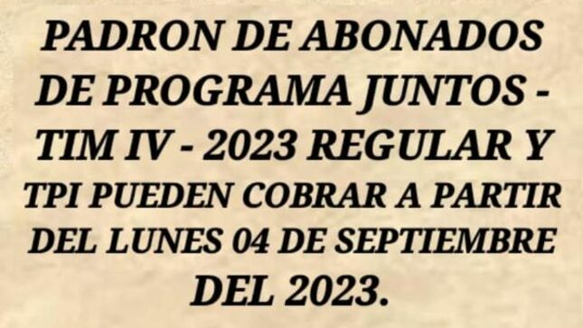 PADRÓN de abonados del PROGRAMA JUNTOS