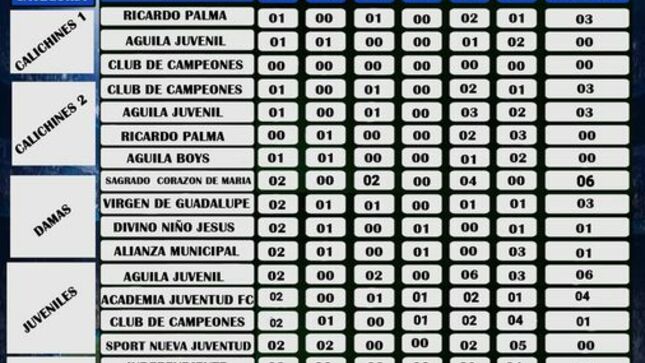 Tabla de posiciones del  CAMPEONATO DISTRITAL "JOSÉ MARTÍN MARTINEZ MECHATO " 