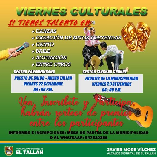 VEN, INSCRÍBETE Y PARTICIPA De los VIERNES CULTURALES