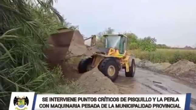 Alcalde provincial dispone intervenir puntos críticos de Pisquillo y La Perla con maquinaria pesada de la municipalidad de Huaral