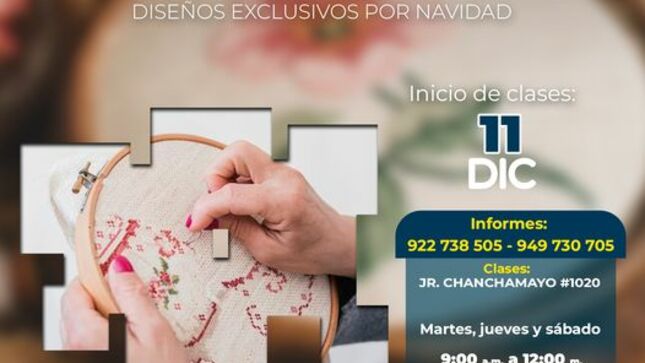 Súmate a nuestro taller gratuito de “Bordado Punto Cruz” solo tienes que llamar a los números 922 738 505 o 949 730 705 para recibir informes e inscripciones. 