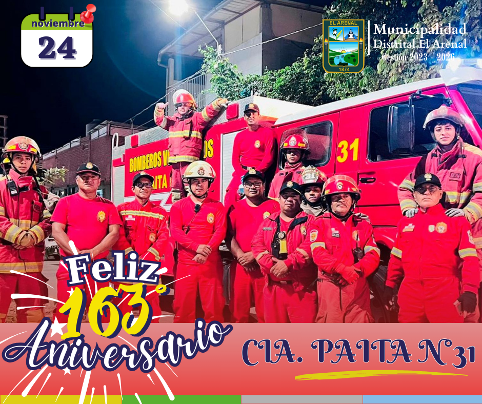 Flyer del aniversario de la Compañía de Bomberos Paita