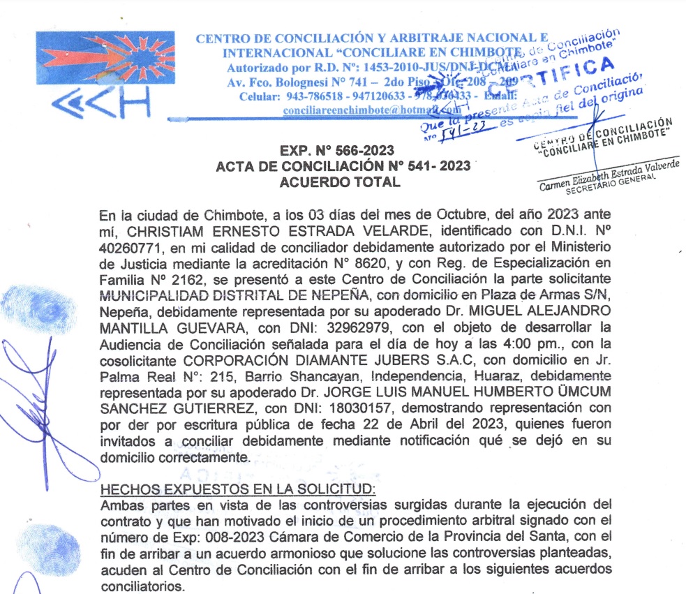 Imagen de acta conciliacion