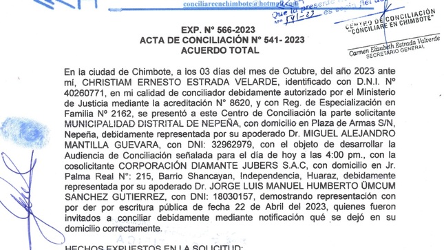 Imagen de acta conciliacion