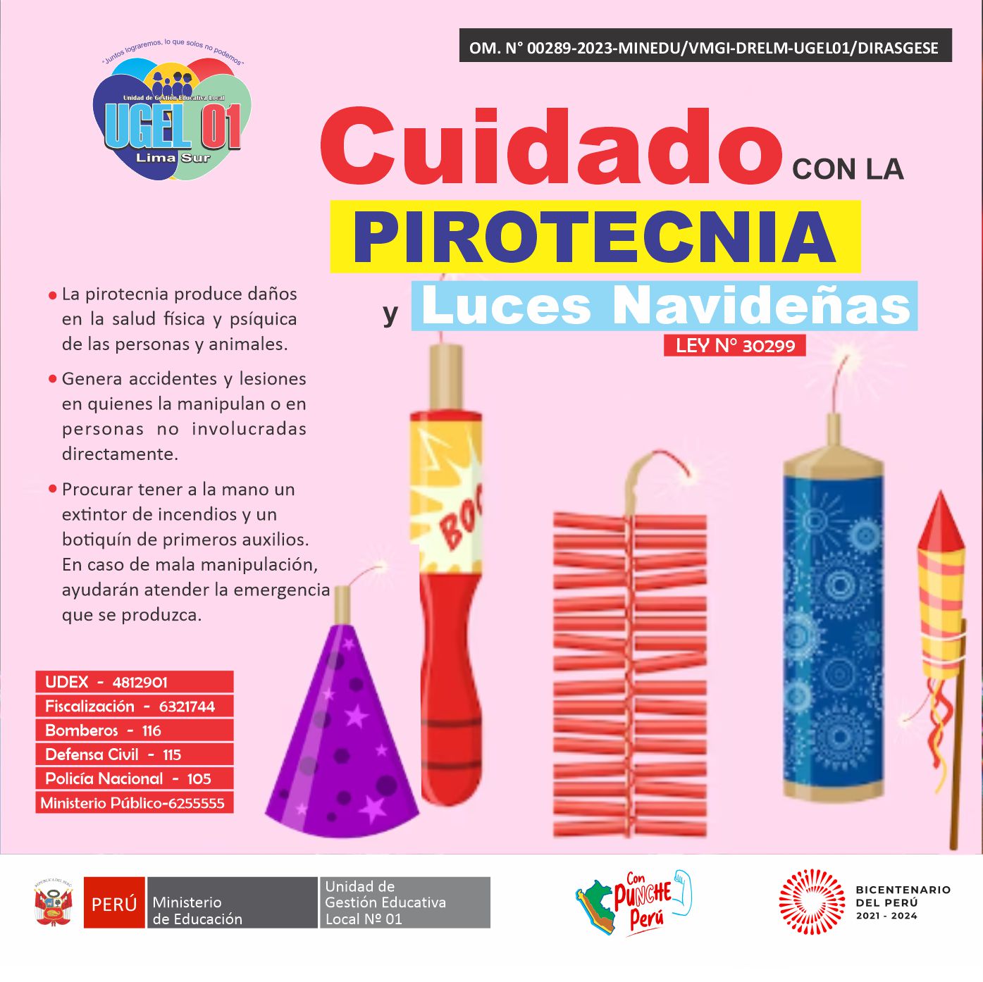 Cuidado con la pirotecnia y luces navideñas