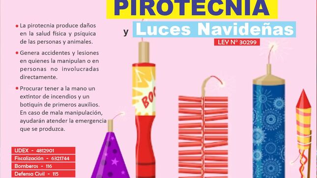 Cuidado con la pirotecnia y luces navideñas