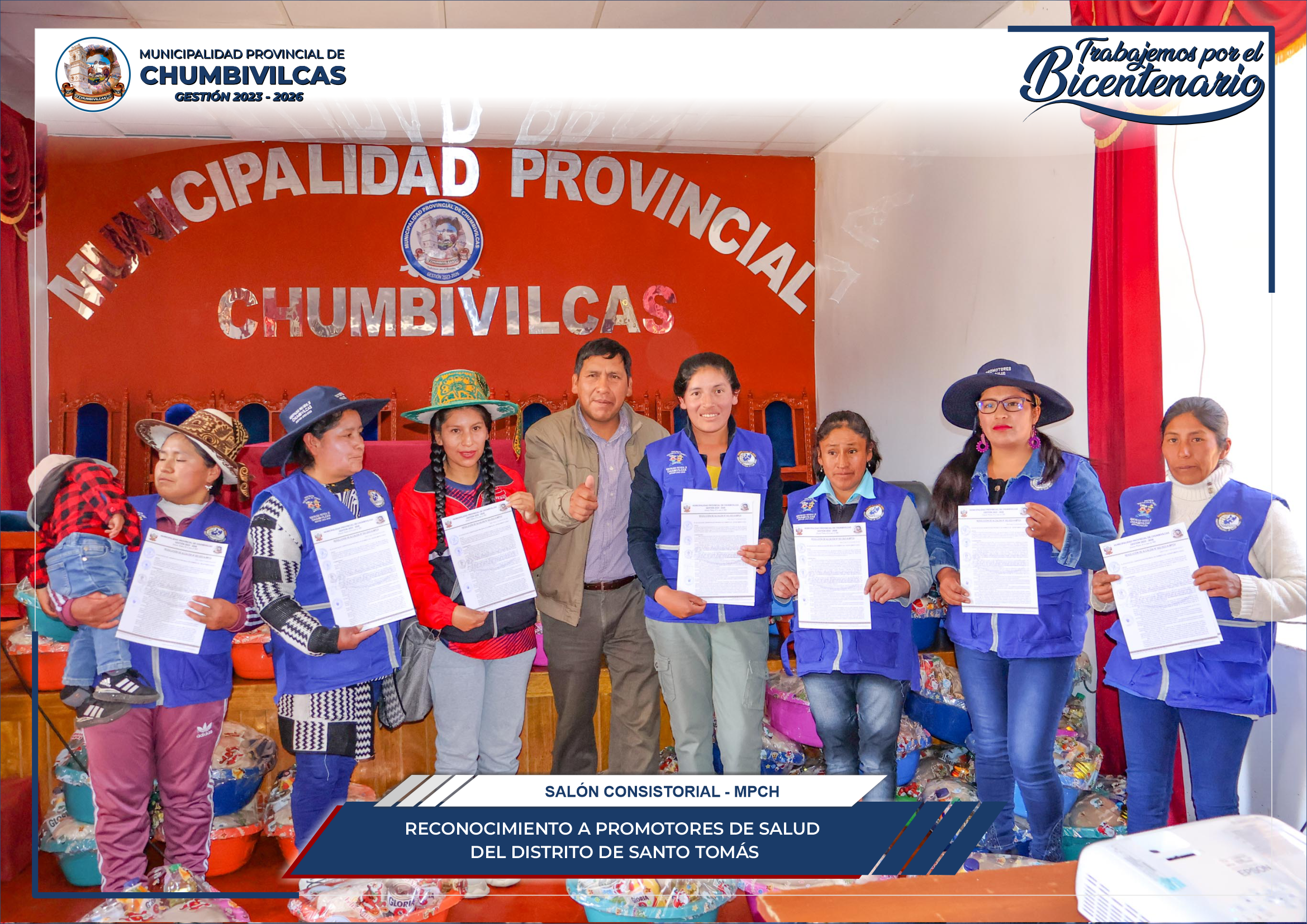 Municipalidad de Chumbivilcas reconoce a promotores de salud del distrito de Santo Tomás