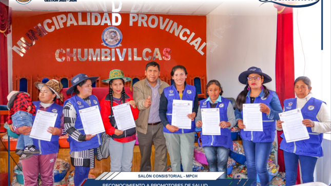 Municipalidad de Chumbivilcas reconoce a promotores de salud del distrito de Santo Tomás