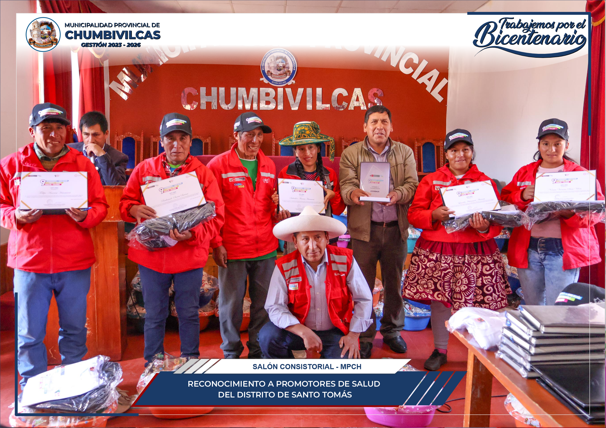 Municipalidad de Chumbivilcas reconoce a promotores de salud del distrito de Santo Tomás