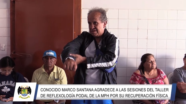 Conocido Marco Santana agradece a las sesiones del Taller de Reflexología podal de la MPH por su recuperación física