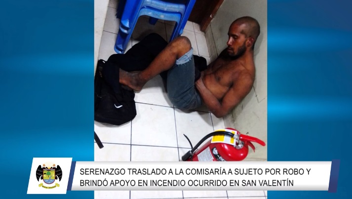 Agentes del serenazgo intervinieron a sujeto que hurto extintor en galerΓa y ademΓ‘s brindaron apoyo en incendio