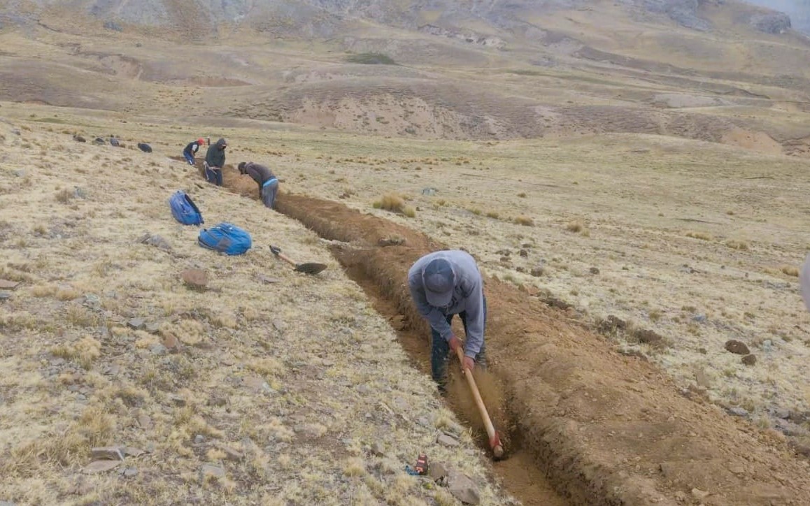 Proyecto Vicuña construye zanjas de infiltración 