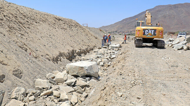 Avance de la obra de prevención en la quebrada Solivín