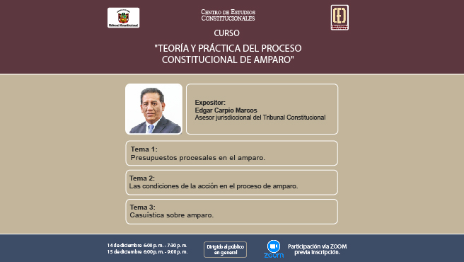 Curso “Teoría y práctica del proceso constitucional de amparo” organiza el Tribunal Constitucional