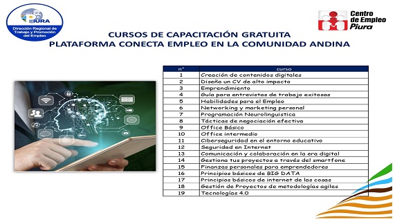 Se dictaran cursos de Capacitación Gratuita en la Plataforma Conecta Empleo para la Comunidad Andina